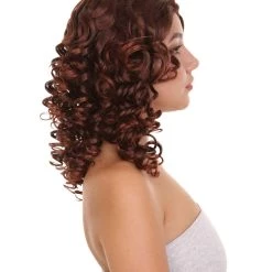 HPO Dancing Queen Womens Wig | Brown Curly Character Cosplay Halloween Wig | Premium Breathable Capless Cap Women's