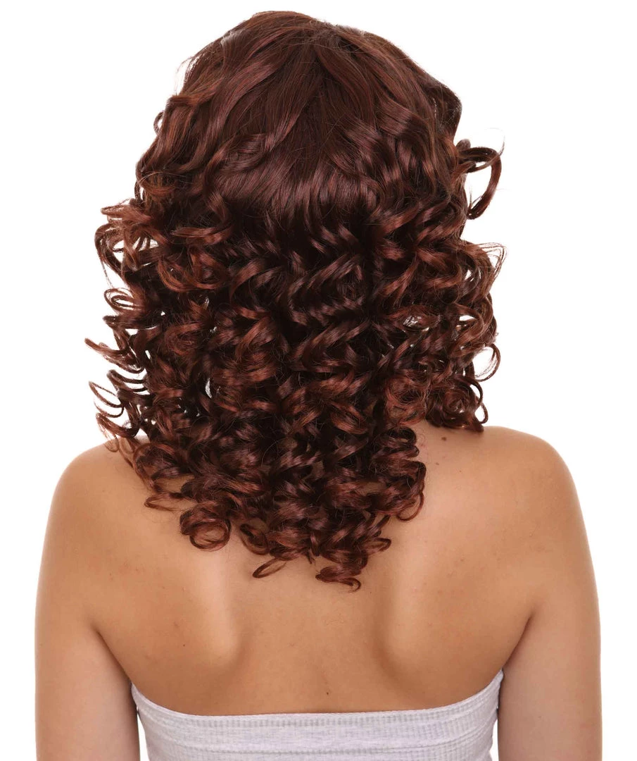 HPO Dancing Queen Womens Wig | Brown Curly Character Cosplay Halloween Wig | Premium Breathable Capless Cap Women's