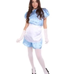 HPO Adult Women's French Apron Maid Uniform Costume | Medium Blue Cosplay Costume