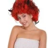 HPO Womens Devil Wig With Horns | Jumbo Super Size Afro Almost Red Halloween Wig | Premium Breathable Capless Cap Women's