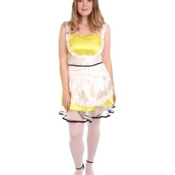 HPO Adult Women's Sexy French Maid Uniform Costume | Yellow Cosplay Costume