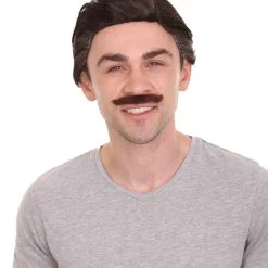 HPO Movie Day Of The Dead Mens Wig And Mustache Set | Premium Breathable Capless Cap Men's