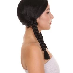 HPO Women's Native American Braided Womens Wig |Black Traditional TV/Movie Cosplay Halloween Wig | Premium Breathable Capless Cap