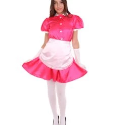 HPO Adult Women's French Apron Maid Uniform Costume | Pink Cosplay Costume