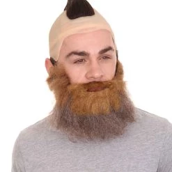 HPO Men's Fighting Family Mustache And Beard Set Wig | Multi Color Wigs