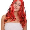 HPO Red Multicolor Womens Wig | Long Curly Party Ready Fancy Cosplay Halloween Wig | Premium Breathable Capless Cap