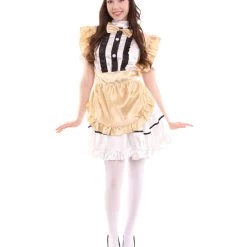 HPO Adult Women's Anime Cosplay French Maid Fancy Uniform Costume | Gold Cosplay Costume