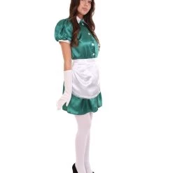 HPO Adult Women's French Apron Maid Uniform Costume | Dark Green Cosplay Costume
