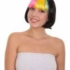 HPO Women's Pop Rainbow Bang Bob Womens Wig | Colorful Party Ready Fancy Cosplay Halloween Wig | Premium Breathable Capless Cap