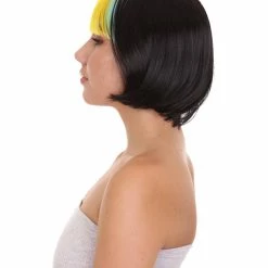 HPO Women's Pop Rainbow Bang Bob Womens Wig | Colorful Party Ready Fancy Cosplay Halloween Wig | Premium Breathable Capless Cap