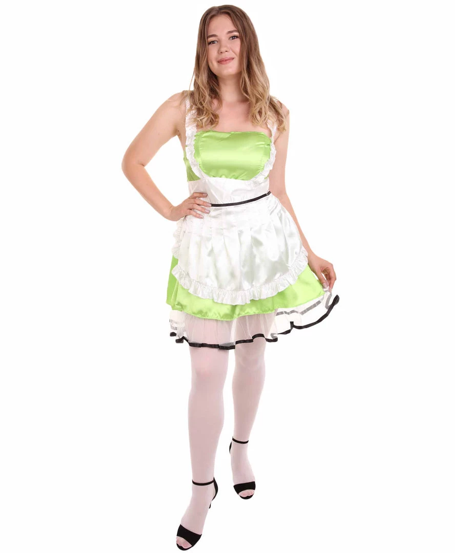 HPO Adult Women's Sexy French Maid Uniform Costume | Lime Cosplay Costume