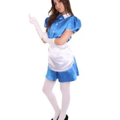 HPO Adult Women's French Apron Maid Uniform Costume | Royal Blue Cosplay Costume