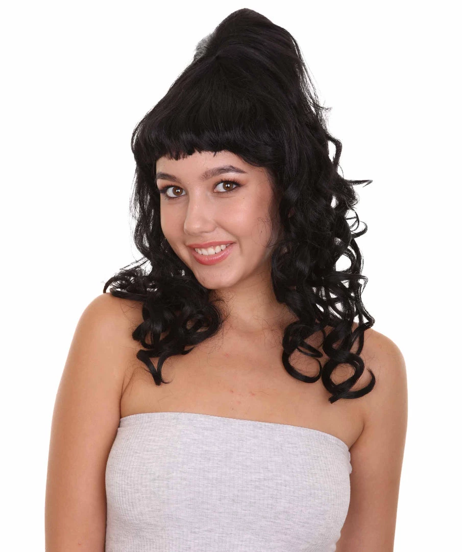 HPO Women's 60's Curly Beehive Womens Wig | Black Vintage Wig | Premium Breathable Capless Cap
