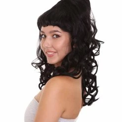 HPO Women's 60's Curly Beehive Womens Wig | Black Vintage Wig | Premium Breathable Capless Cap