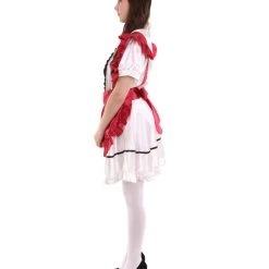HPO Adult Women's Anime Cosplay French Maid Fancy Uniform Costume | Dark Red Cosplay Costume