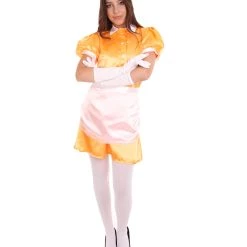 HPO Adult Women's French Apron Maid Uniform Costume | Orange Cosplay Costume