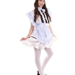 HPO Adult Women's Anime Cosplay French Maid Fancy Uniform Costume | Light Blue Cosplay Costume