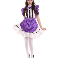 HPO Adult Women's Anime Cosplay French Maid Fancy Uniform Costume | Medium Purple Cosplay Costume