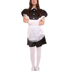 HPO Adult Women's French Apron Maid Uniform Costume | Black Cosplay Costume