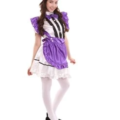 HPO Adult Women's Anime Cosplay French Maid Fancy Uniform Costume | Medium Purple Cosplay Costume