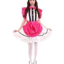HPO Adult Women's Anime Cosplay French Maid Fancy Uniform Costume | Pink Cosplay Costume