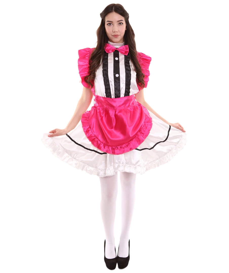 HPO Adult Women's Anime Cosplay French Maid Fancy Uniform Costume | Pink Cosplay Costume