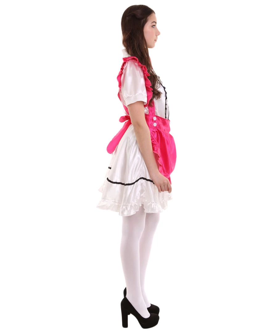 HPO Adult Women's Anime Cosplay French Maid Fancy Uniform Costume | Pink Cosplay Costume