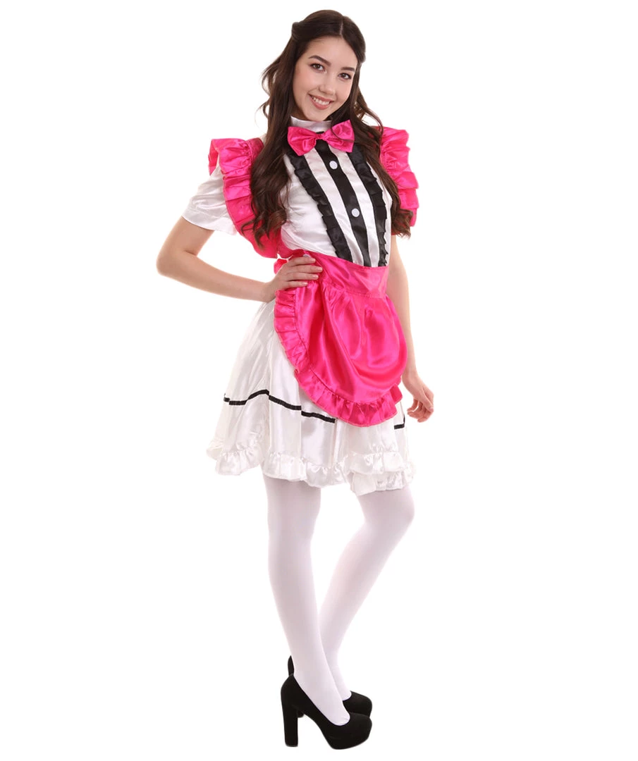 HPO Adult Women's Anime Cosplay French Maid Fancy Uniform Costume | Pink Cosplay Costume