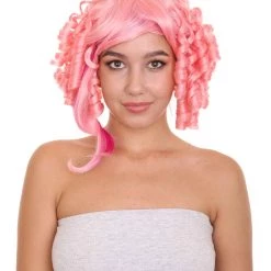 HPO Lolity Short Curly Womens Wig | Neon Pink Curly Fashion Glamour Wig | Premium Breathable Capless Cap Women's