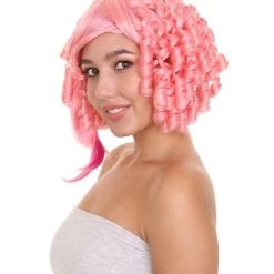 HPO Lolity Short Curly Womens Wig | Neon Pink Curly Fashion Glamour Wig | Premium Breathable Capless Cap Women's