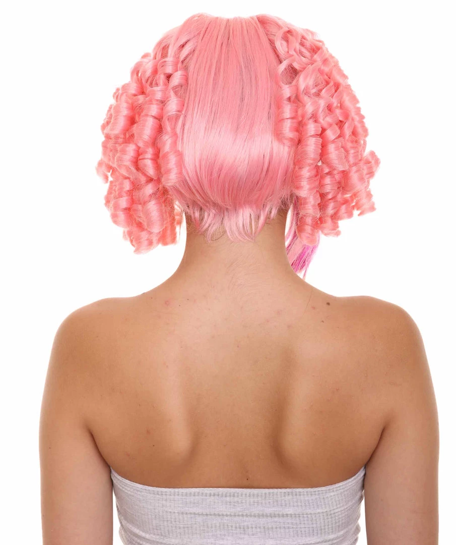 HPO Lolity Short Curly Womens Wig | Neon Pink Curly Fashion Glamour Wig | Premium Breathable Capless Cap Women's