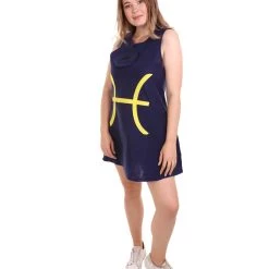 HPO Adult Women's 12 Constellation Of Pisces Party Troll Dress Costume | Blue Halloween Costume