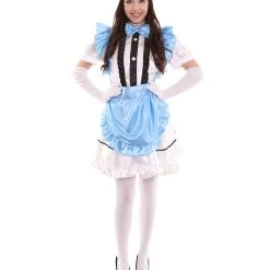 HPO Adult Women's Anime Cosplay French Maid Fancy Uniform Costume | Medium Blue Cosplay Costume