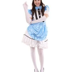HPO Adult Women's Anime Cosplay French Maid Fancy Uniform Costume | Medium Blue Cosplay Costume