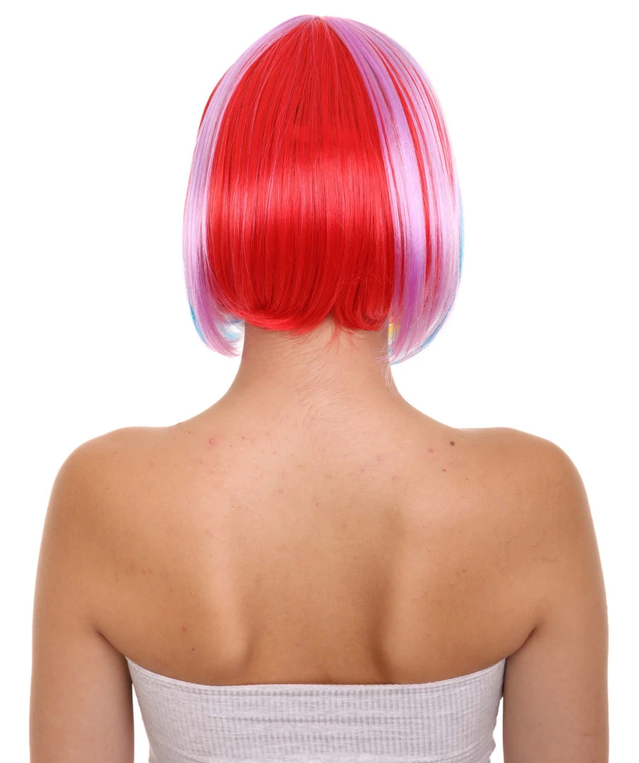 HPO Rainbow Bob Womens Wig | Party Ready Fancy Cosplay Halloween Wig | Premium Breathable Capless Cap