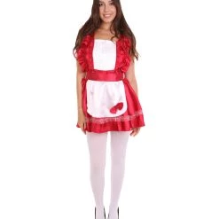 HPO Adult Women's Naught French Maid Uniform Costume | Dark Red Cosplay Costume