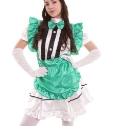 HPO Adult Women's Anime Cosplay French Maid Fancy Uniform Costume | Green Cosplay Costume