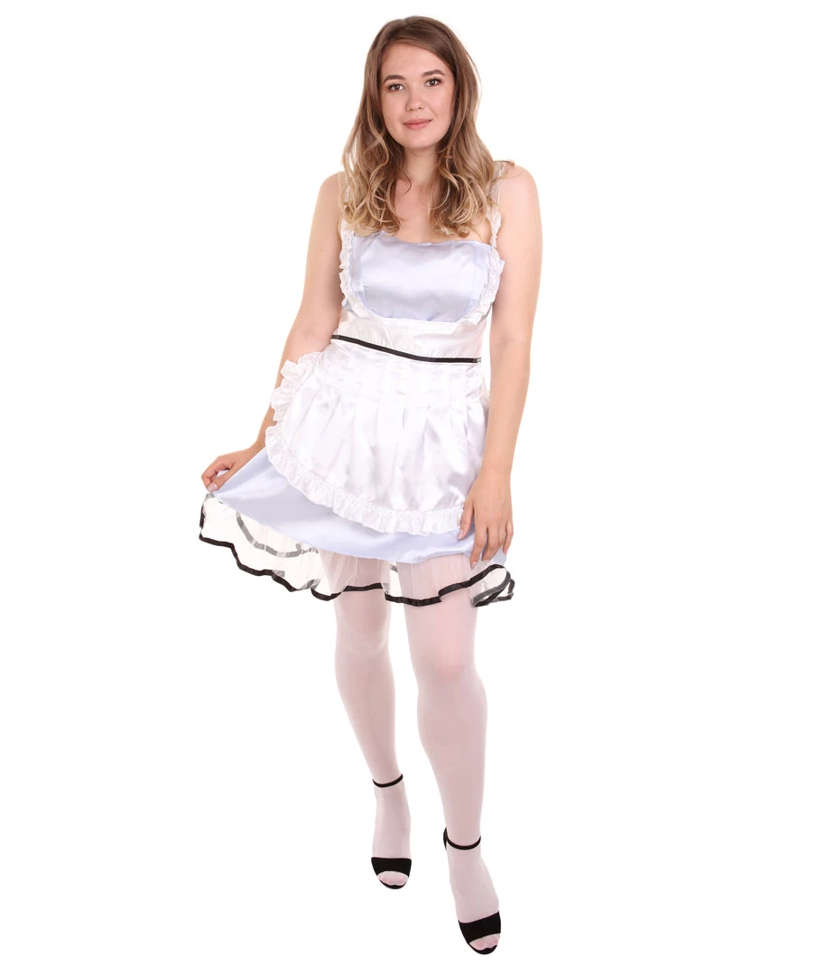 HPO Adult Women's Sexy French Maid Uniform Costume | Light Blue Cosplay Costume
