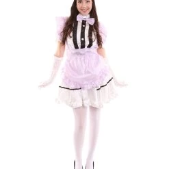 HPO Adult Women's Anime Cosplay French Maid Fancy Uniform Costume | Light Purple Cosplay Costume