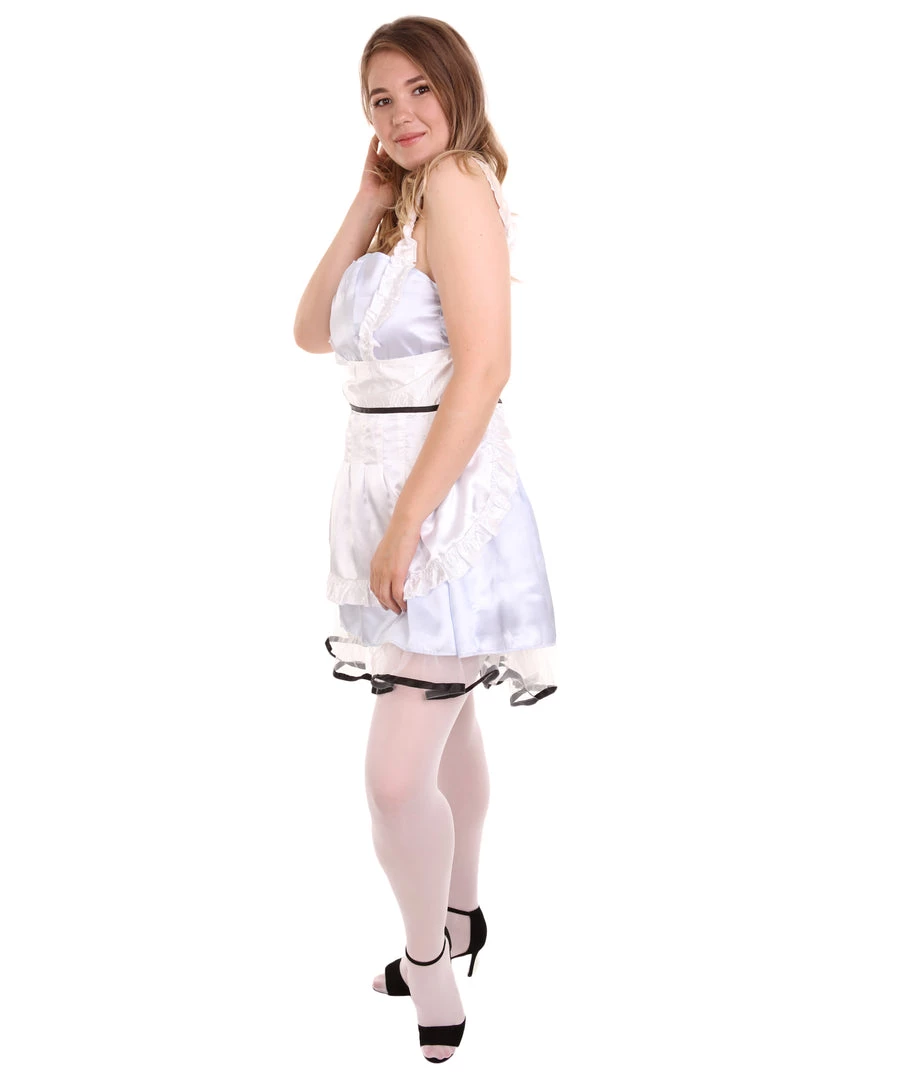 HPO Adult Women's Sexy French Maid Uniform Costume | Light Blue Cosplay Costume