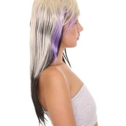 HPO Long Spiky Vampire Womens Wig | TriColor Horror Ghostly Halloween Wig | Premium Breathable Capless Cap