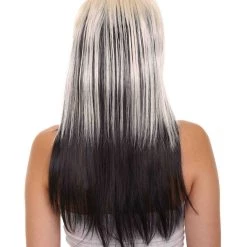 HPO Long Spiky Vampire Womens Wig | TriColor Horror Ghostly Halloween Wig | Premium Breathable Capless Cap