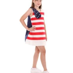 FLAGWIGS Child's Girl 4th Of July Independence Day Flag Troll Dress Costume Costume | Patriotic Cosplay Costume Kids