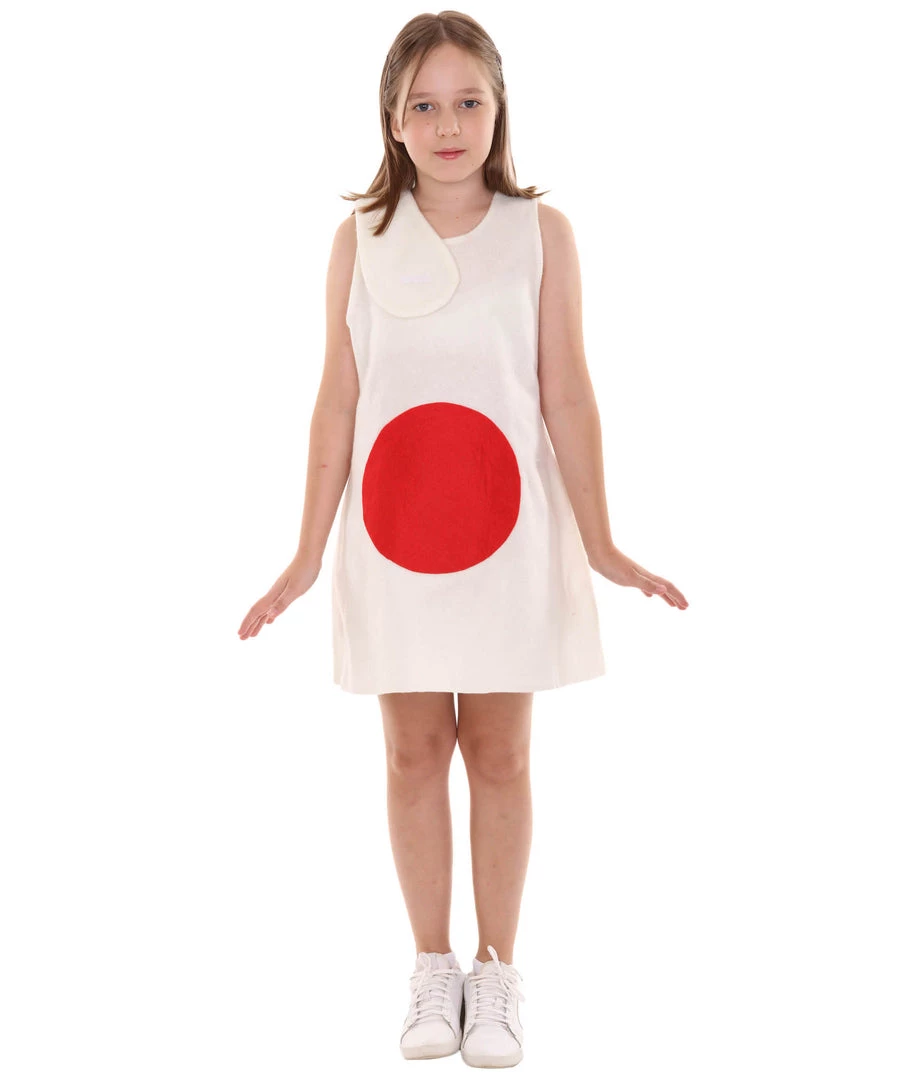 FLAGWIGS Kids Child's Girl Patriotic Celebratory Japanese Flag Troll Dress Sports Costume | Patriotic Cosplay Costume
