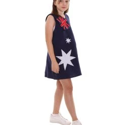 FLAGWIGS Child's Girl Patriotic Celebratory Australian Flag Troll Dress Costume | Patriotic Cosplay Costume