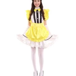 HPO Adult Women's Anime Cosplay French Maid Fancy Uniform Costume | Yellow Cosplay Costume