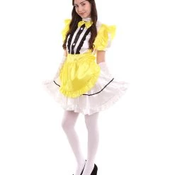 HPO Adult Women's Anime Cosplay French Maid Fancy Uniform Costume | Yellow Cosplay Costume