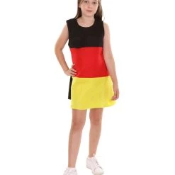 FLAGWIGS Child's Girl Patriotic Celebratory German Flag Troll Dress Costume | Tri Color Cosplay Costume