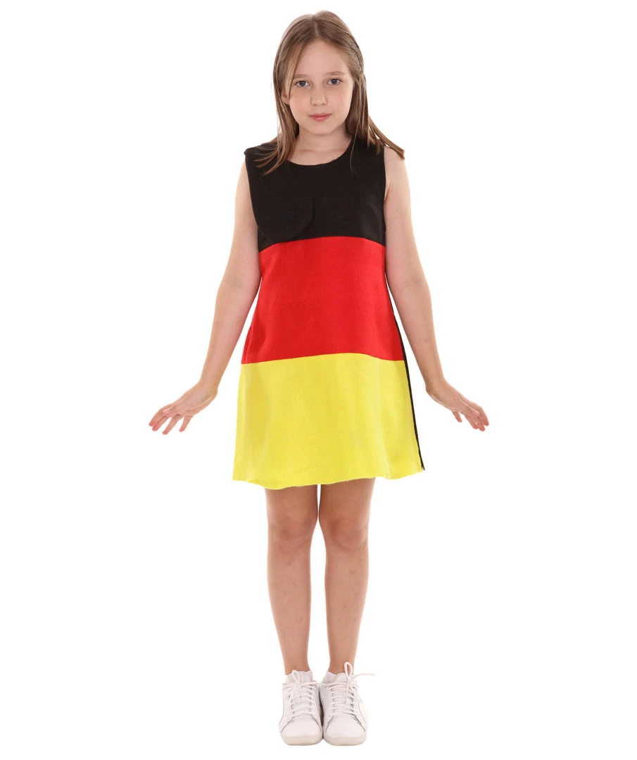 FLAGWIGS Child's Girl Patriotic Celebratory German Flag Troll Dress Costume | Tri Color Cosplay Costume