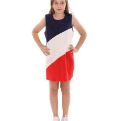 FLAGWIGS Kids Child's Girl Patriotic Celebratory French Flag Troll Dress Costume | Tricolor Cosplay Costume